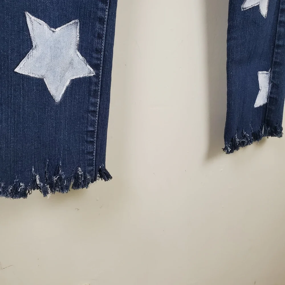 American Eagle | Star Graphic Jeans Skinny Stretch Frayed Hem Women's Size 6 - Picture 7 of 16